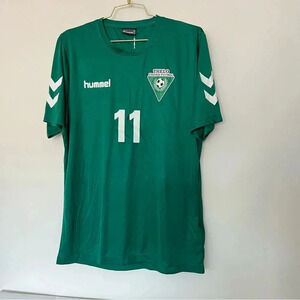 Hummel Core Polyester Size Medium Green Short Sleeve Number 11 On Back Soccer